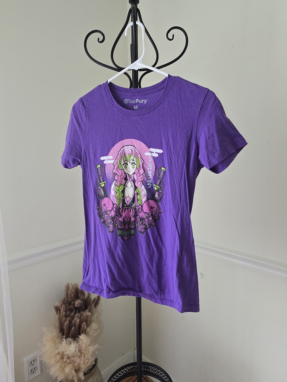 Purple Anime Graphic Short Sleeve Tee - Picture 3 of 5